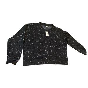 Jenni Womens Long Sleeve Waffle Pajama Top,Constellation,Large